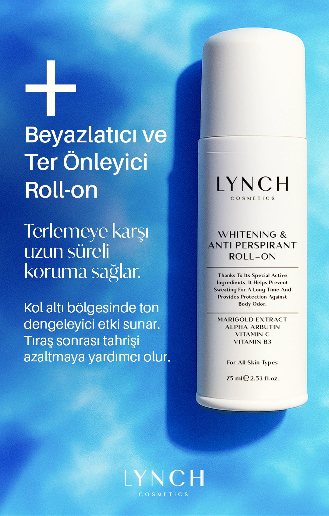 LYNCH Cosmetics WHITENING & ANTI-SWEAT ROLL-ON – 75 ml