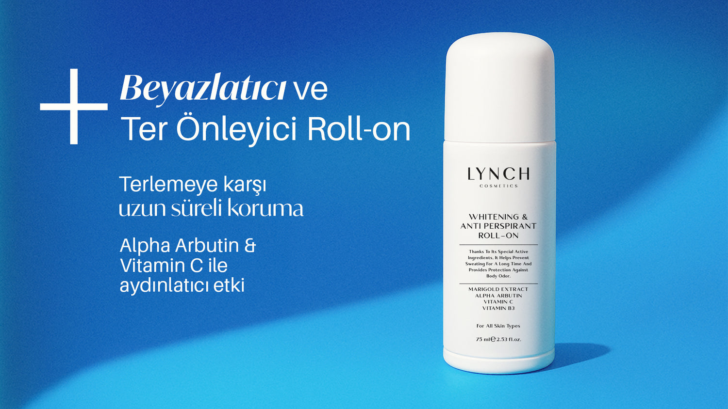 LYNCH Cosmetics WHITENING &amp; ANTI-SWEAT ROLL-ON – 75 ml